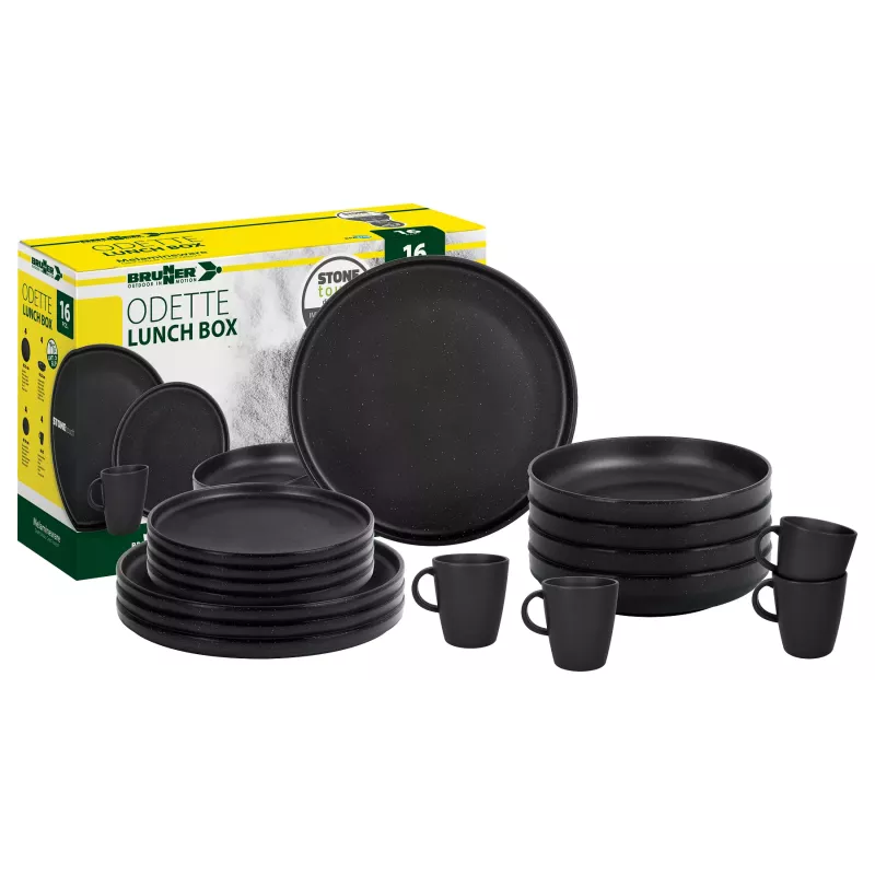 Brunner - Set di stoviglie Lunch Box Double Black 16 pz.