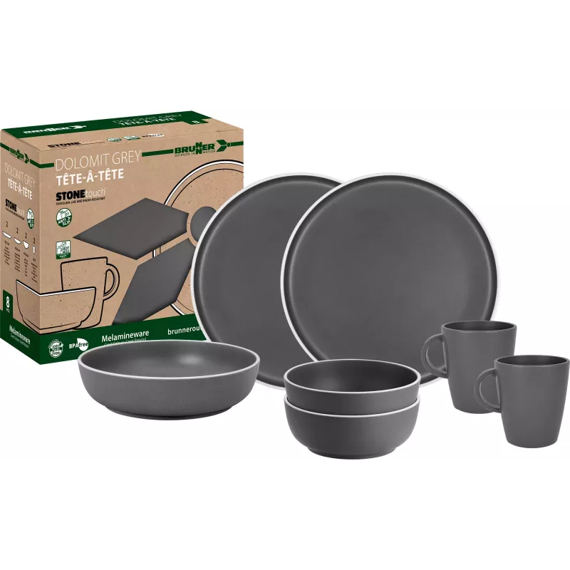Brunner - Set stoviglie Tête-à-tête Dolomit Grey 8 pz.