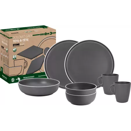 Brunner - Set stoviglie Tête-à-tête Dolomit Grey 8 pz.