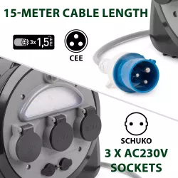 Onboard Prolunga 15 mt. Con avvolgicavo e Led