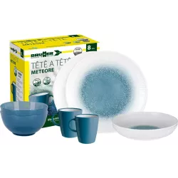 Brunner - Set stoviglie Tête-à-tête Meteore Azur 8 pz.