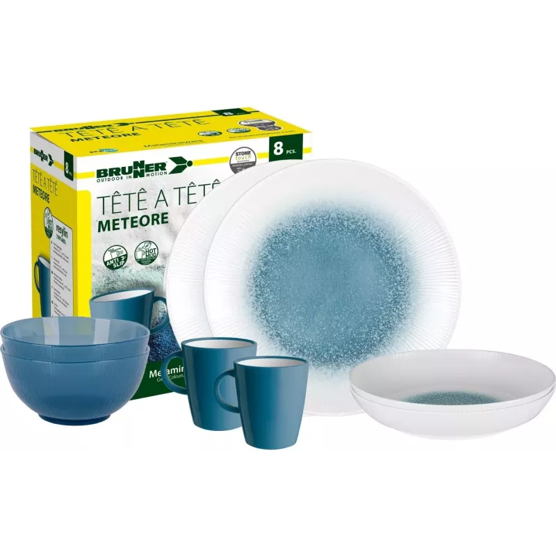 Brunner - Set stoviglie Tête-à-tête Meteore Azur 8 pz.