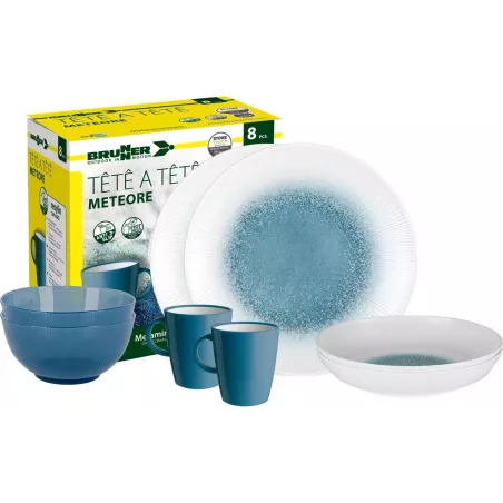 Brunner - Set stoviglie Tête-à-tête Meteore Azur 8 pz.