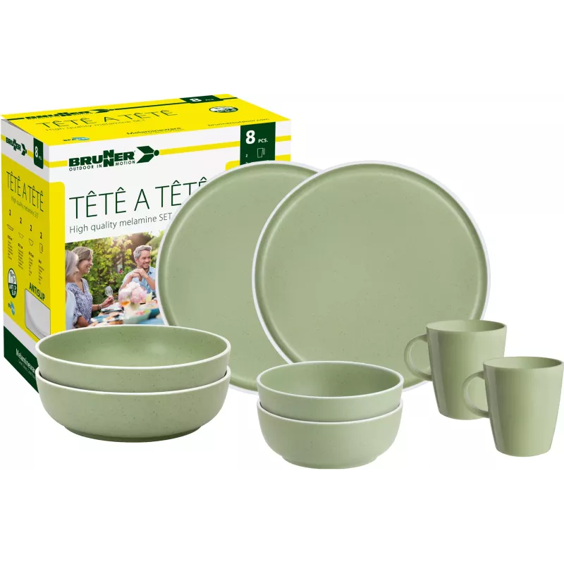 Brunner - Set stoviglie Tête-à-tête Dolomit Green 8 pz.