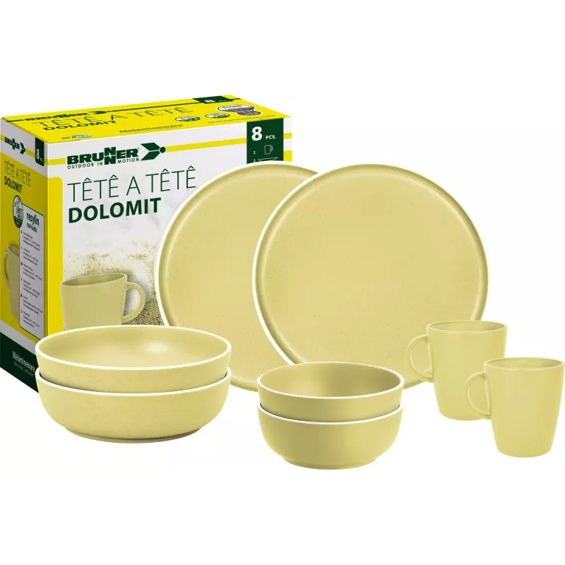 Brunner - Set stoviglie Tête-à-tête Dolomit Yellow 8 pz.