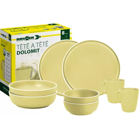 Brunner - Set stoviglie Tête-à-tête Dolomit Yellow 8 pz.