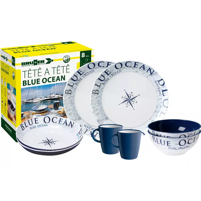 Brunner - Set stoviglie Tête-à-tête Blue Ocean 8 pz.
