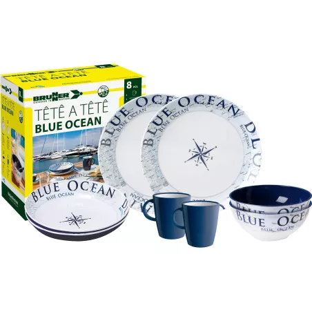 Brunner - Set stoviglie Tête-à-tête Blue Ocean 8 pz.