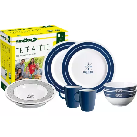 Brunner - Set stoviglie Tête-à-tête Nautical 8 pz.