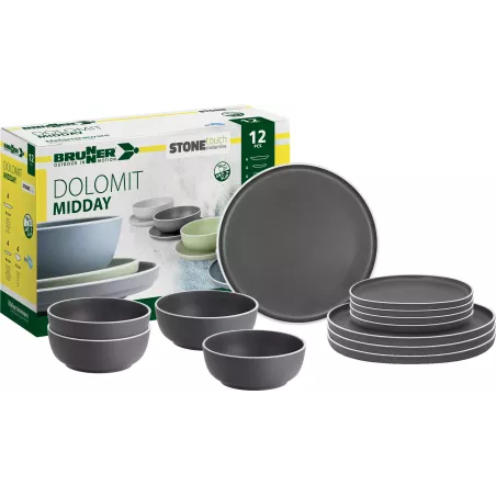 Brunner - Set stoviglie Midday Dolomit Grey 12 pz.
